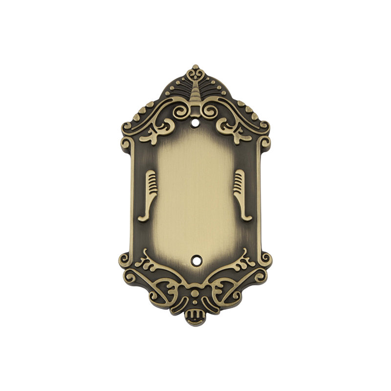 Victorian Blank Wall Plate, Antique Brass