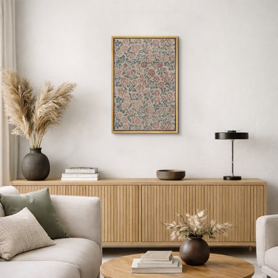 Abstract Botanical Vintage French Country Rose Flower Artwork, Illustration Rustic Modern Living Room Pictures, Giclee Canvas Digital Print Framed Wall Art
