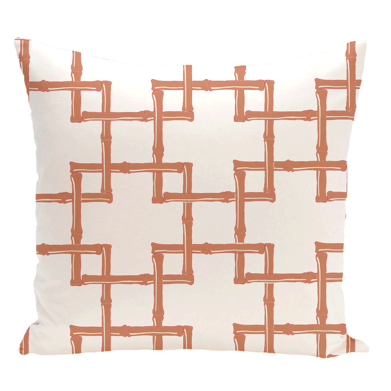 Botanical Blooms Geometric Reversible Throw Pillow, Coral