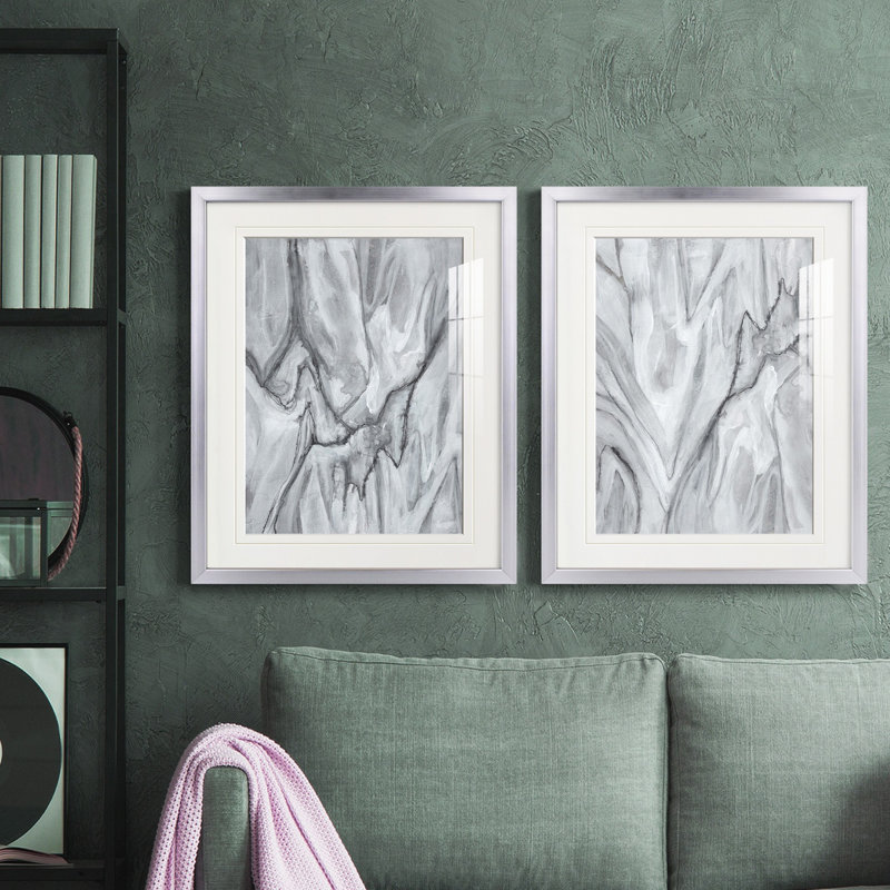 Marbré blanc I, reproduction encadrée de qualité supérieure - prête à être accrochée, H 19 po x l 32 po x P 1,5 po