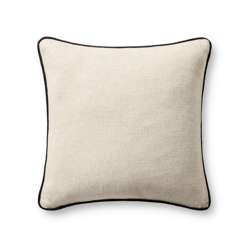 Jeremiah Brent x Loloi Hudson Accent Pillow, Natural / Black, Square 20"H x 20"W, Cover Only