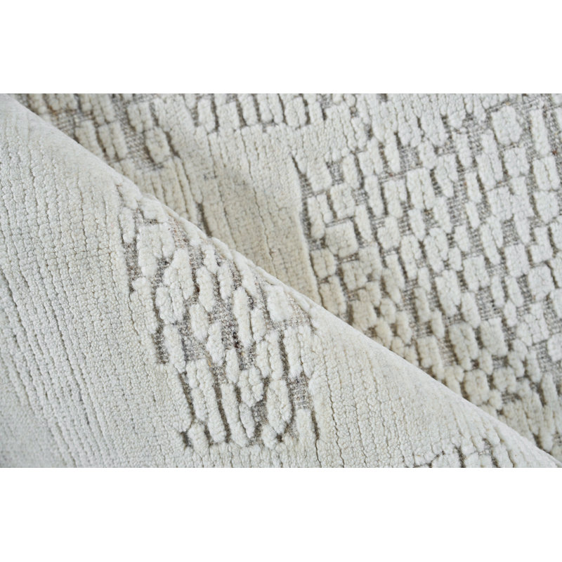 Calexico Wool Abstract Area Rug in Ivory/Beige, Rectangle 8' x 10'