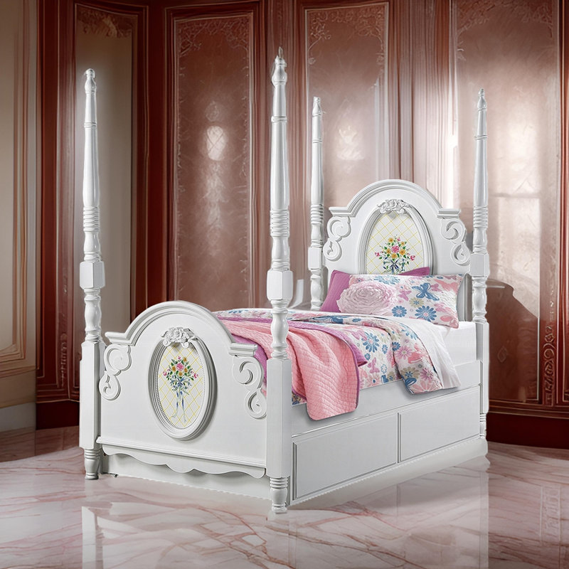 Lit princesse Auri 4, tête de lit Classic Arch, blanc, Simple