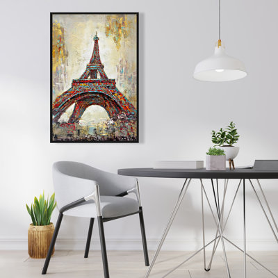 Abstract Eiffel Tower - Contemporary Framed Canvas Art