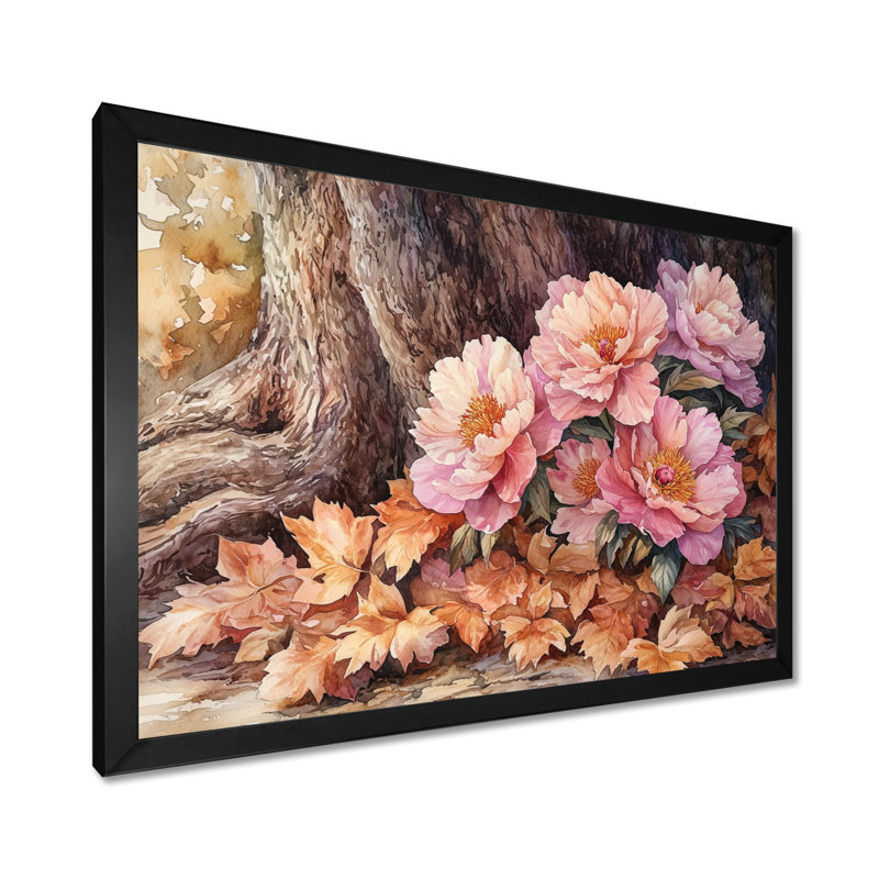 Imena, pivoines par le chêne, art mural, Reproduction encadrée d'une seule photo, H 30 po x l 40 po, Noir, noir, noir, noir