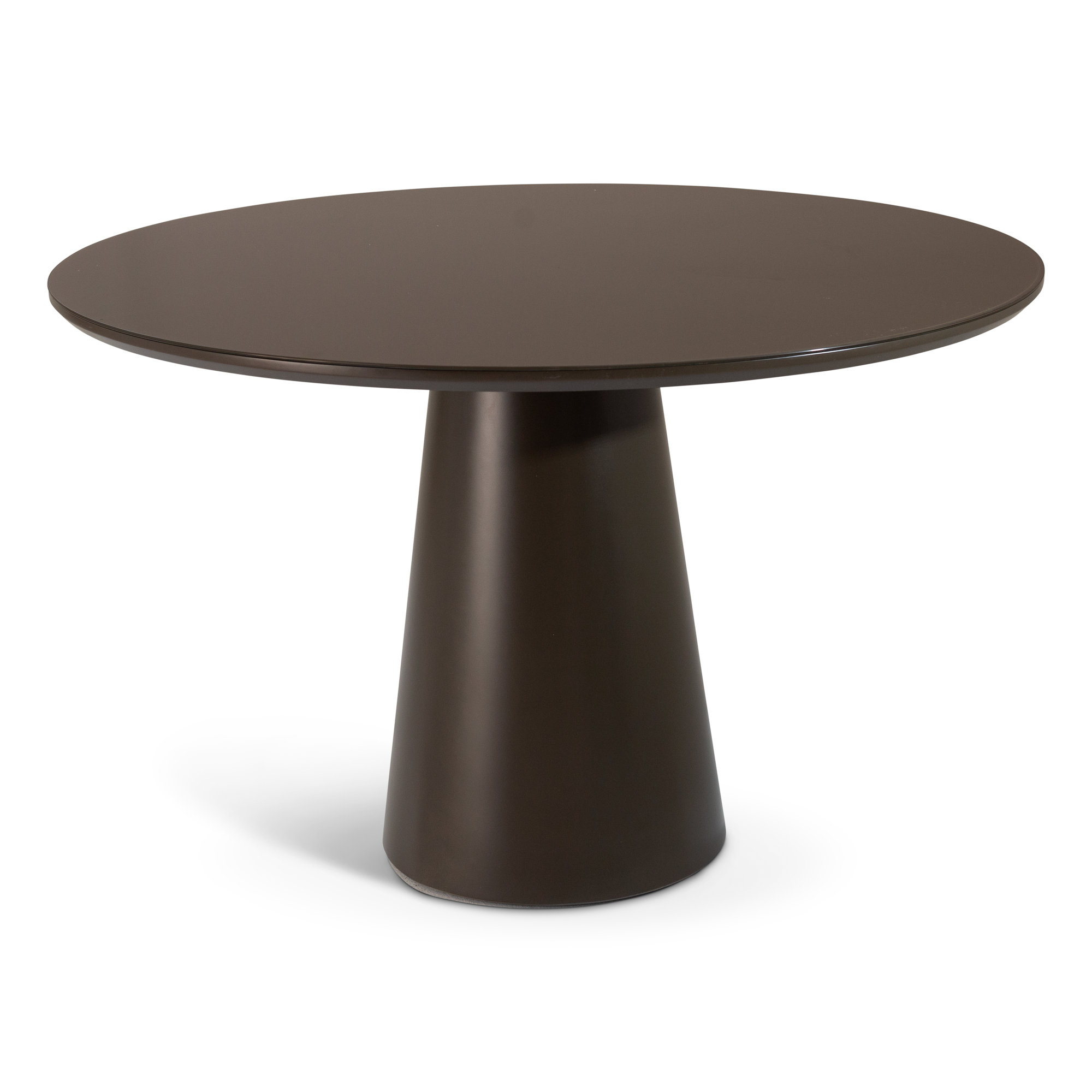 Burdon 47" Glass Top Pedestal Dining Table, Brown