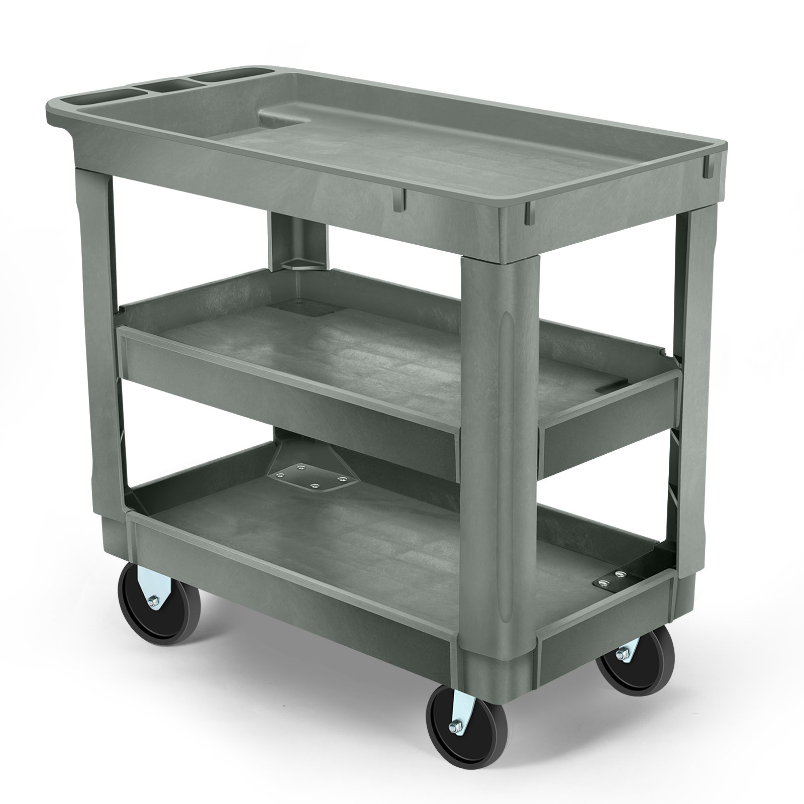 MoNiBloom 3-Shelf Utility Cart On Wheels, Plastic Rolling Tool Cart ...