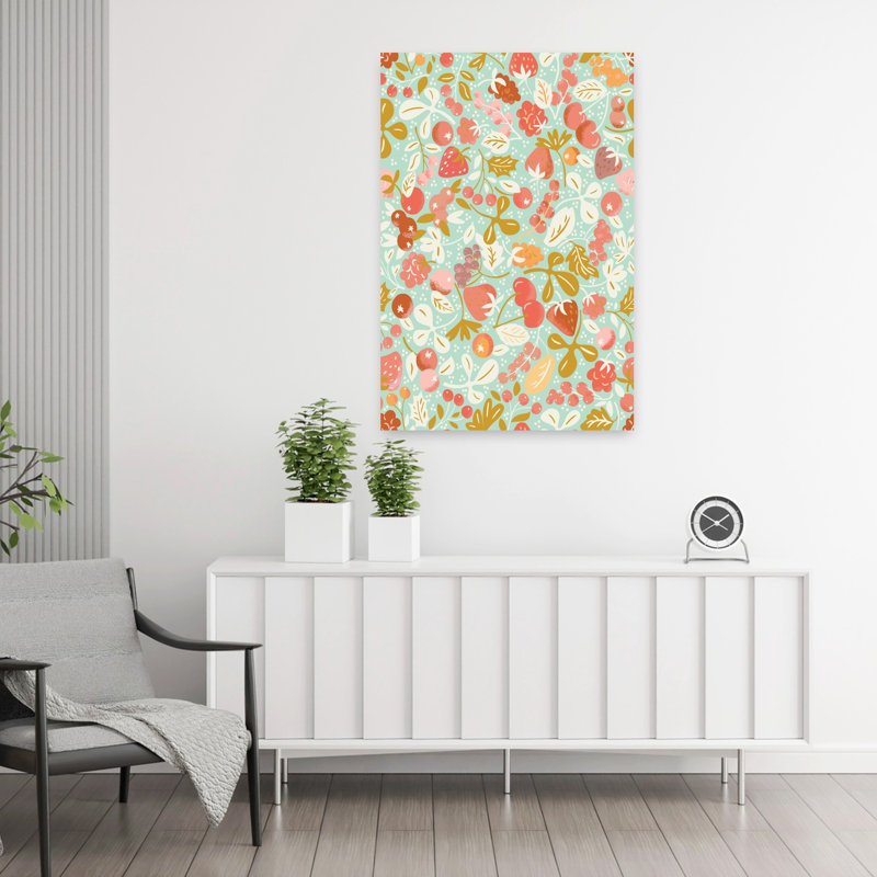 Art mural fantaisiste avec baies d'été, H 36 po x l 24 po