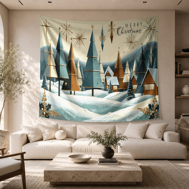 Tapisserie murale «Christmas Retro Christmas Designs», 26 po x 36 po