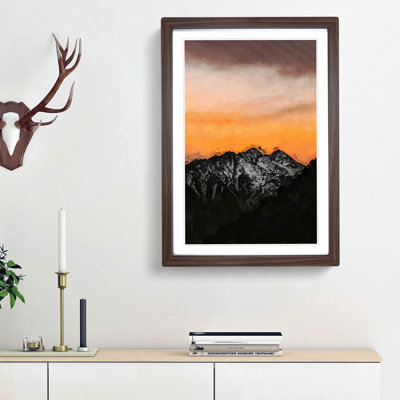 Orange Sky Above Mountains in Italy - Picture Frame Graphic Art Print