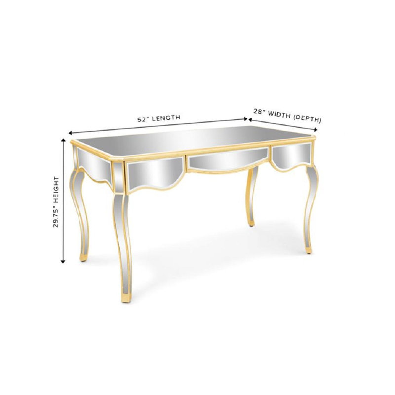 Table de coiffeuse en verre de qualité supérieure avec 3 tiroirs à fermeture en douceur Mader 