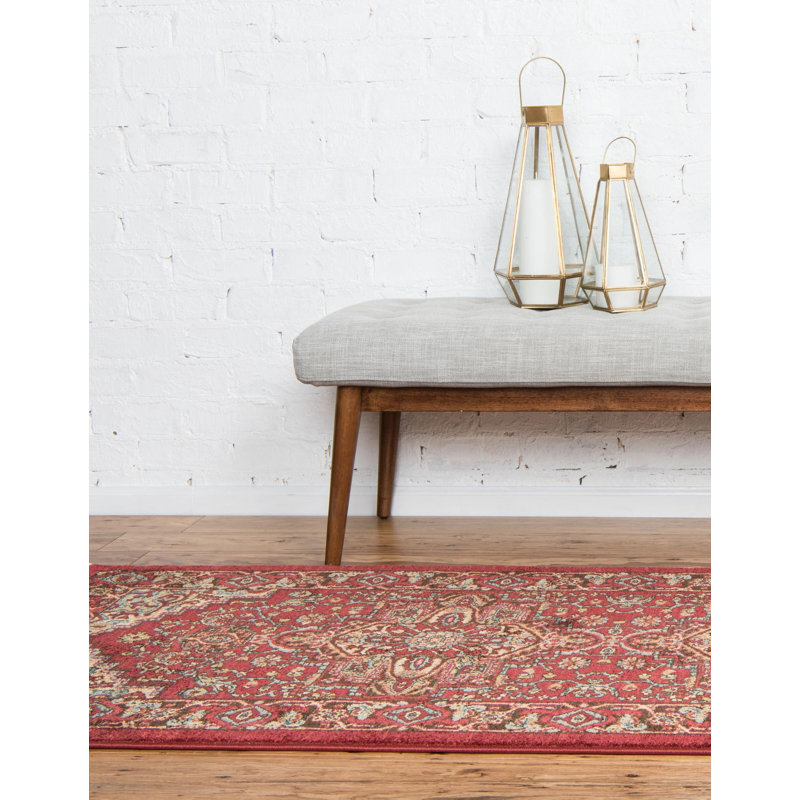 Tapis traditionnel Azar couleur merlot, Tapis de couloir 2 pi 7 po x 13 pi 1 po