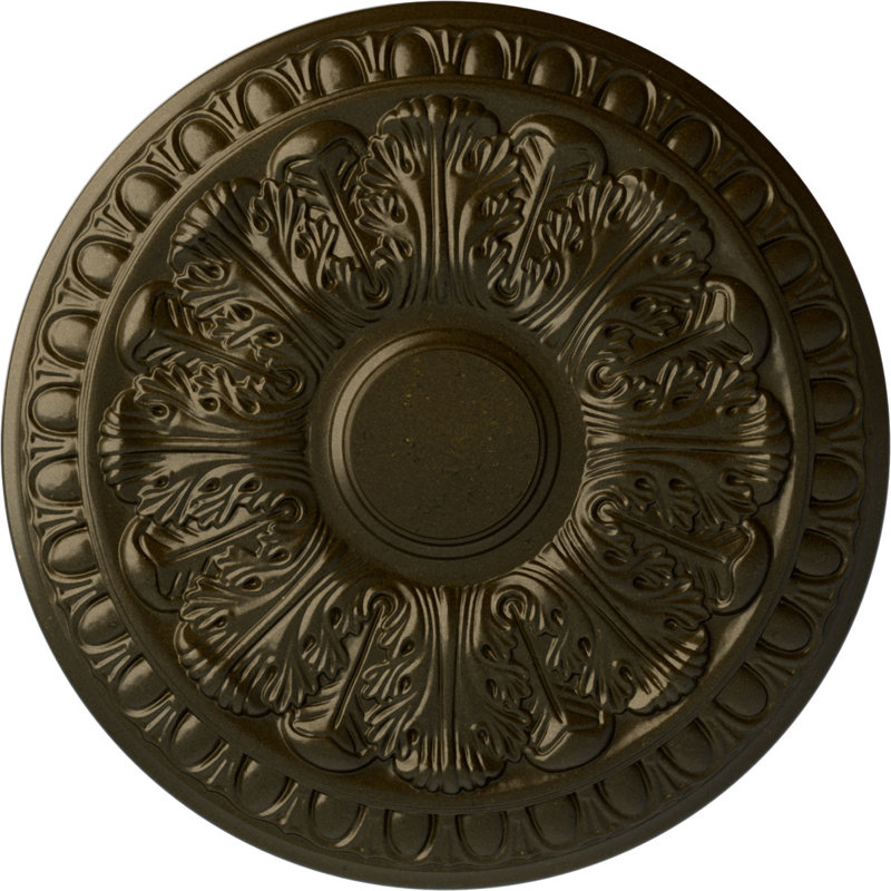 Médaillon de plafond Endurathane Colton, DE 15 3/4 po x P 1 1/2 po (convient aux auvents jusqu'à 4 3/4 po), fini or vert peint à la main