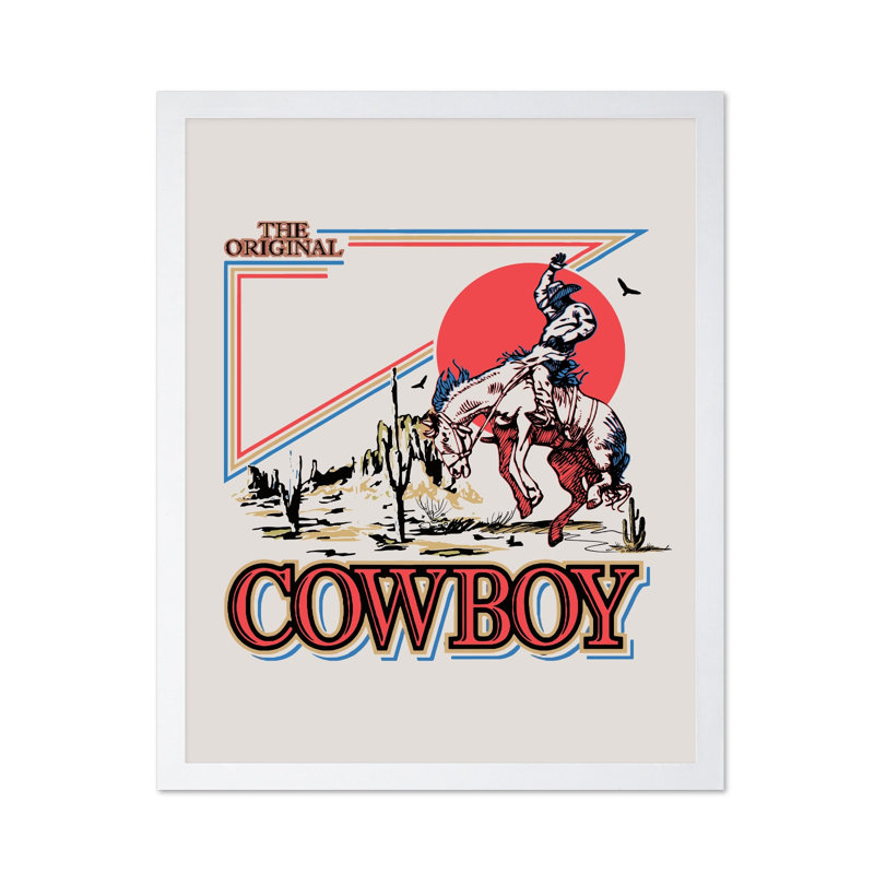 The Original Cowboy No2, Poster, 18"H x 24"W, White Framed