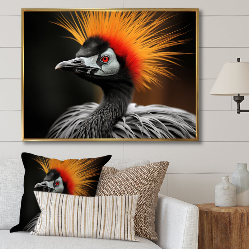 Cranes d'Afrique, beauté II, Cadre flottant doré, H 24 po x l 32 po x P 1 po