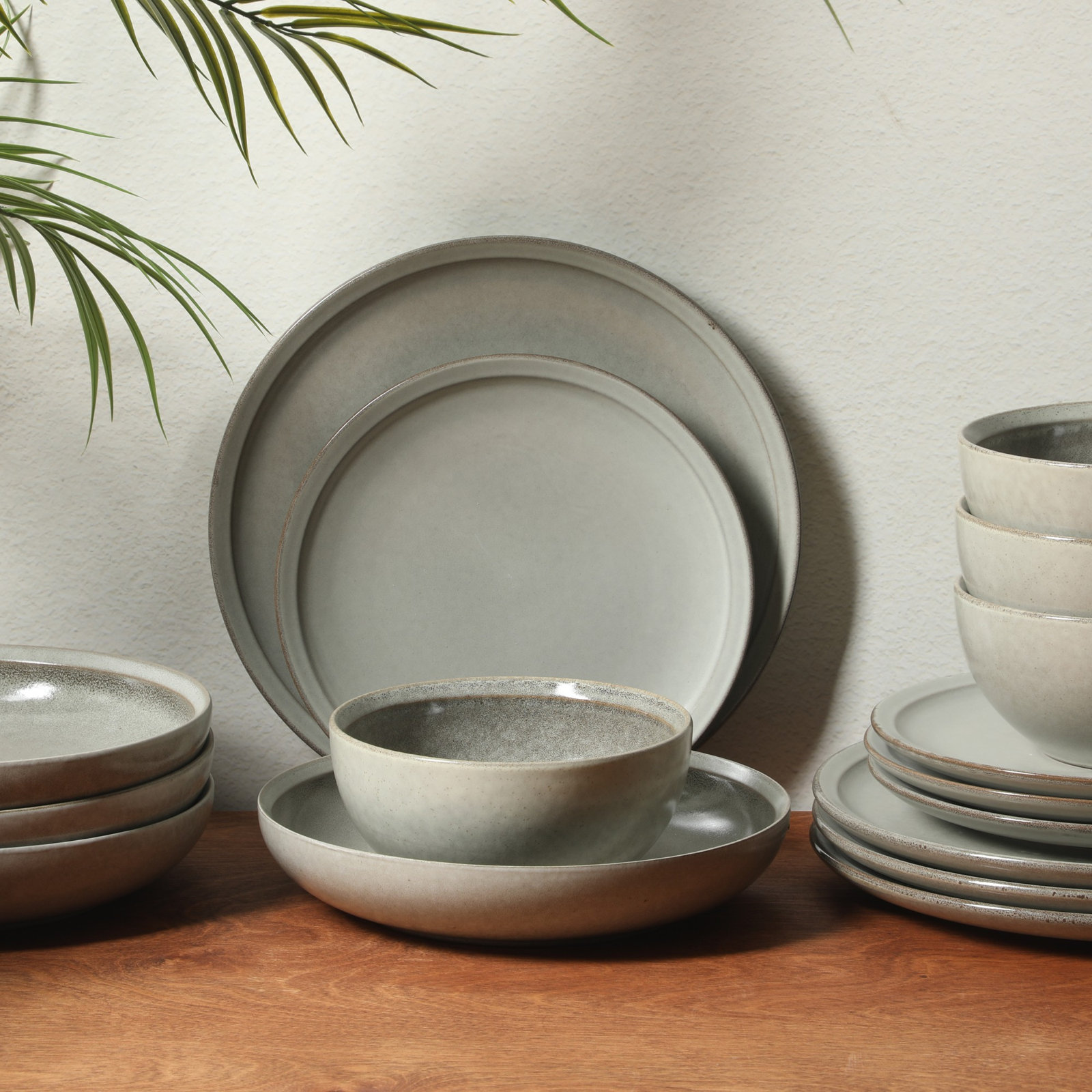 Beckett Stoneware Dinnerware Set, Ash White