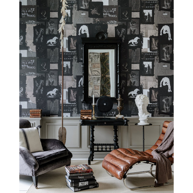 The Artists House Wallpaper Roll, Anthracite/Taupe/White/Gray