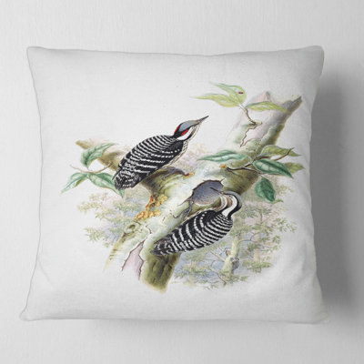 Vintage Birds In The Wild V - Traditional Printed Throw Pillow