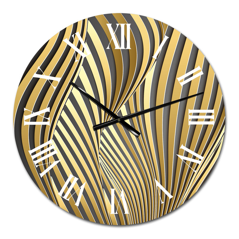Horloge murale moderne Wavy Luxury Gold Gradients I, Petit