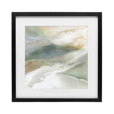 Serene Mist Over Rolling Fields, reproduction d'art sous verre encadrée, design par Carol Robinson