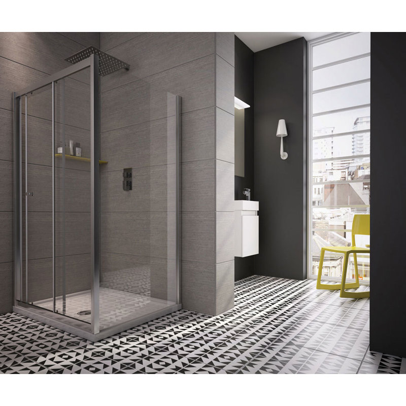 Worcester 900mm W x 1850mm H Framed Fixed Glass Panel with Clear Glass, 185 cm H x 76 cm W