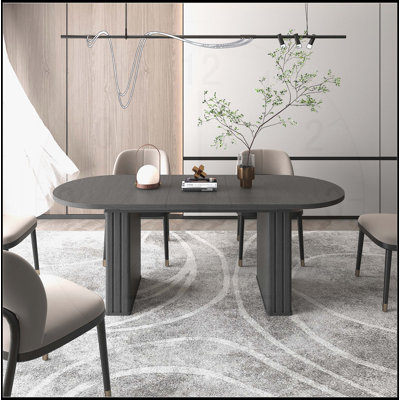 Table de salle à manger extensible ovale pour 4 à 8 personnes, pour la vie familiale et les espaces repas