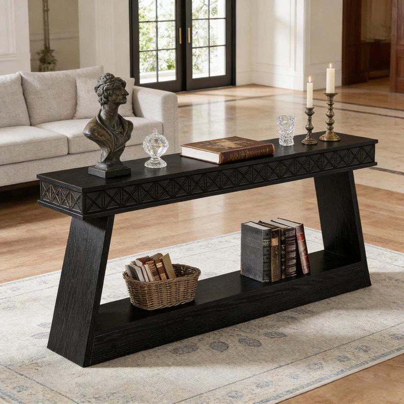 Console rustique avec rangement à deux niveaux