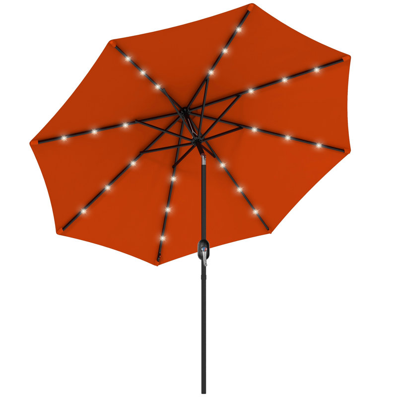 Brionie 268cm Lighted Tilt Beach,Traditional,Balcony Parasol, Black