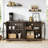 55" W  Rustic Display Buffet Cabinet With Arched Glass Doors, Modern Buffet Sideboard Coffee Bar Cabinet With Storage And Adjustable Shelves,For Kitchen,Living Room And Entryway-1892778928