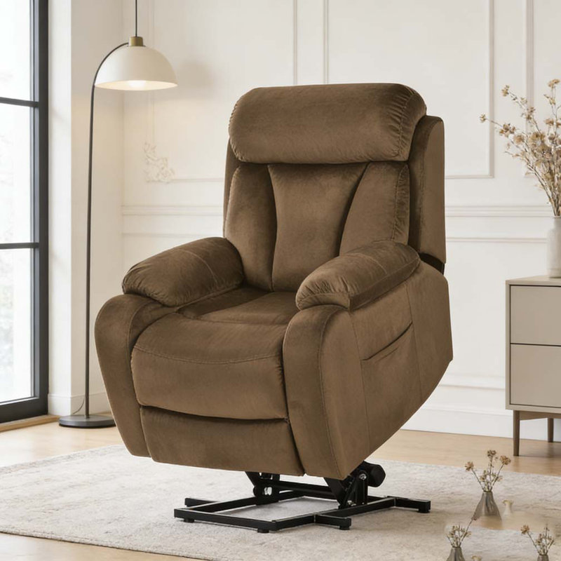 Fauteuil inclinable électrique Power Lift, Brun, Velours