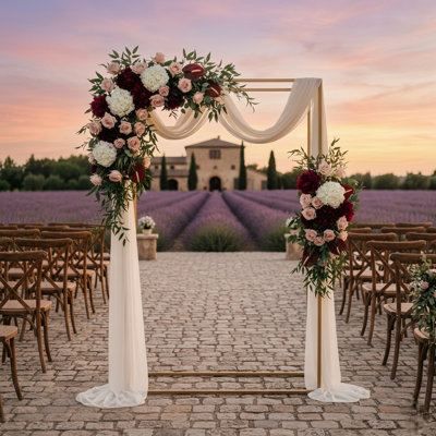 7ft Gold Metal Rectangular Wedding Arch Stand - Extra Tall Geometric Backdrop Frame for Ceremonies - Heavy-Duty Floral & Balloon Stand for Receptions, Photography & Events
