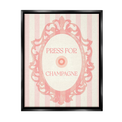 " Champagne Button On Stripes Floater Frame " by Lil' Rue