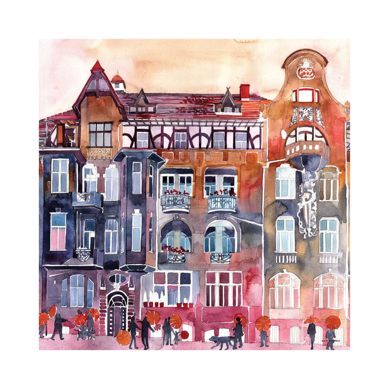 Apartment House In Poznan by Maja Wronska - Wrapped Canvas Painting, 30.48cm H x 30.48cm W x1.905cm