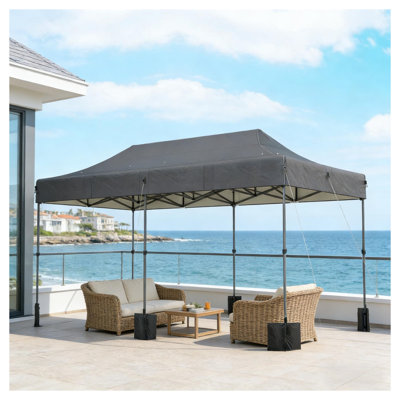 Dark Grey 10x20 Ft Portable Instant Canopy Tent with Peak Roof for Events