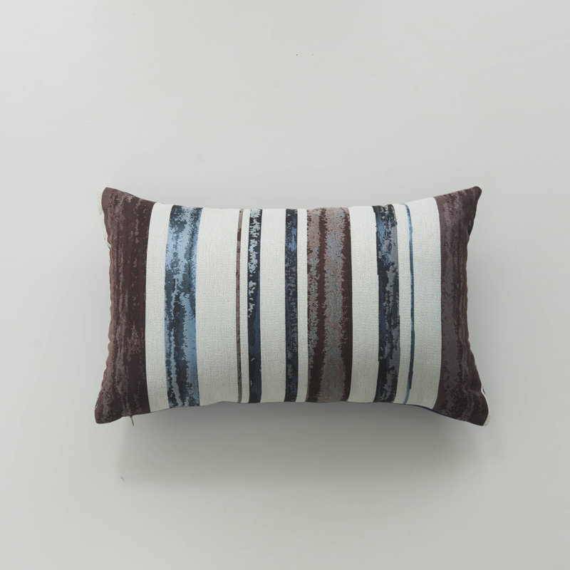 Housse de coussin multi-rayures, Bourgogne / bleu