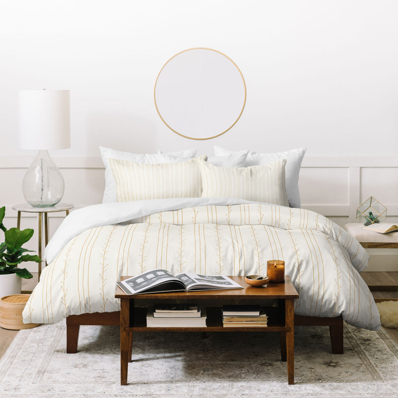 Ensemble de housse de couette à rayures crème et rosé Little Arrow Design Co_3, À rayures, Crème, crème