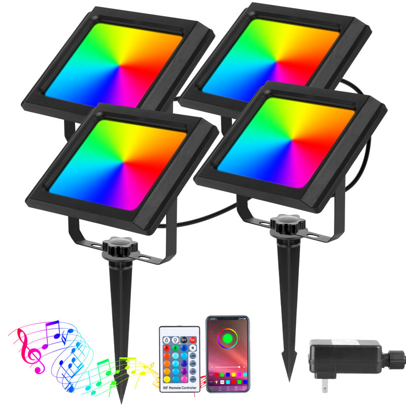Black Plug-in Integrated LED Flood Light Pack，IP66 Waterproof Remote Control