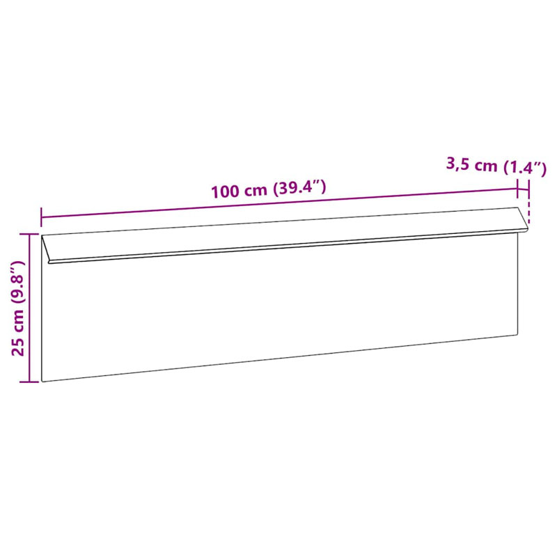 25 cm H x 100 cm W
