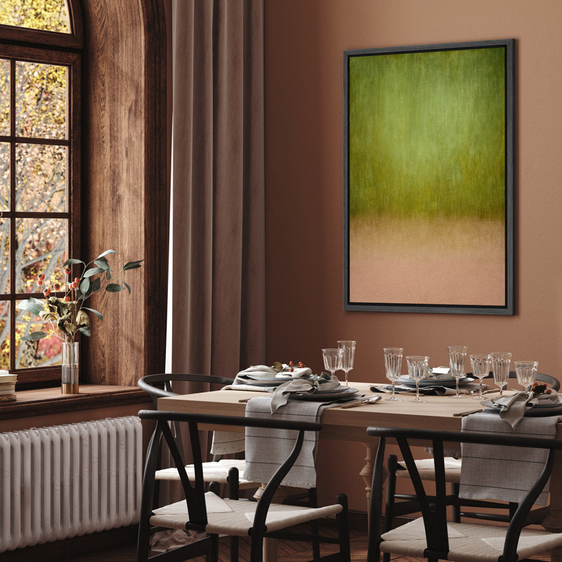 Impression sur toile encadrée, vert doux et rose, abstraite pour la décoration du salon, Noir, H 24 po x l 16 po