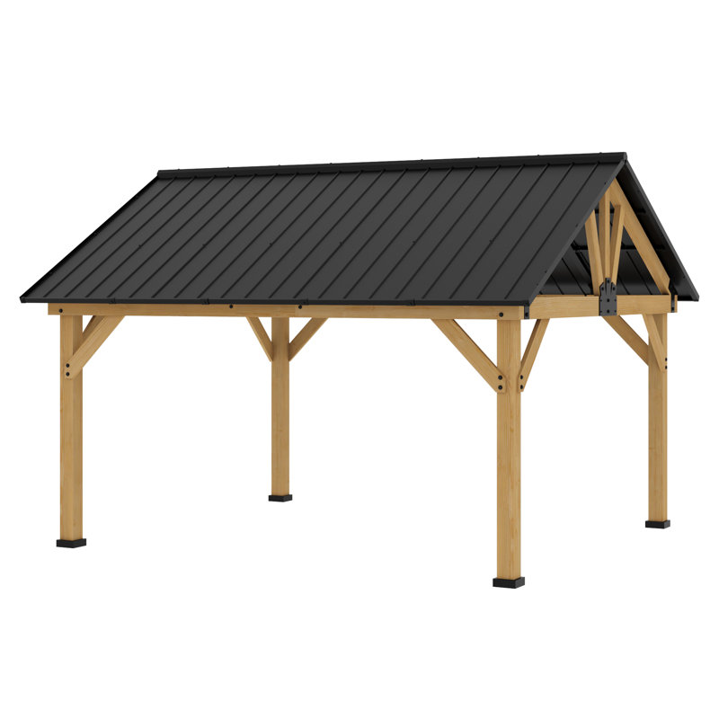 Toit rigide de 15 pi L 13 pi. D Pavillon de jardin en bois massif