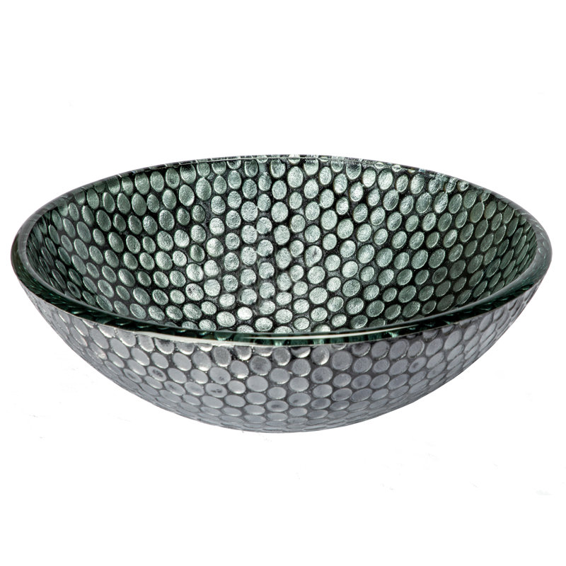Eden Bath 16.5'' Silver Tempered Glass Circular Bathroom Sink