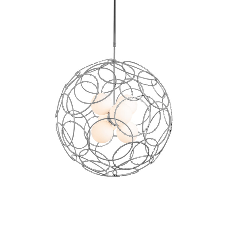 Olympus 6 - Light Unique/Statement Globe Chandelier, 54.6" H x 31" W x 31" D, Vintage Platinum