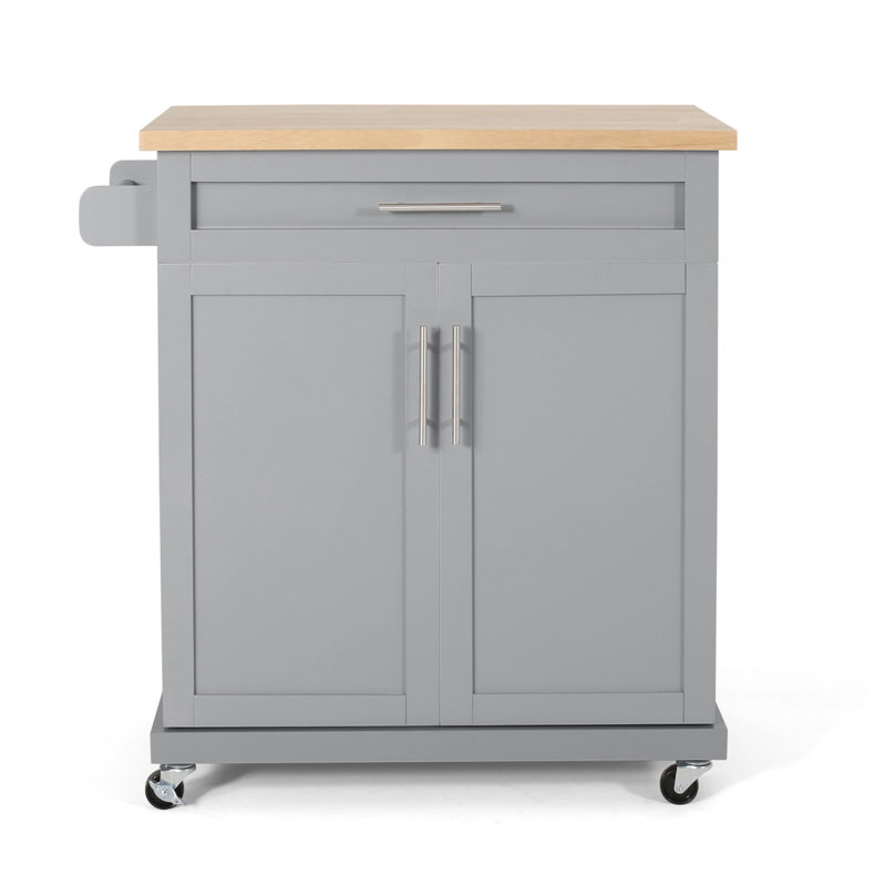 Modern Functional Kitchen Cart with Manufactured Wood Top,Storage Cart with Drawer, Gray