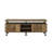 60 - 69 Inch Tv Stand Featuring Rustic Oak And Black, 4 Open Compartments, Door Storage, Water Pipe Style Metal Frame With Cord Management Black Compartments Frame, For Tvs
