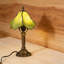 Lampe de table 14 pouces à abat-jour fleur verte en verre de style Tiffany rétro avec ampoule E26
