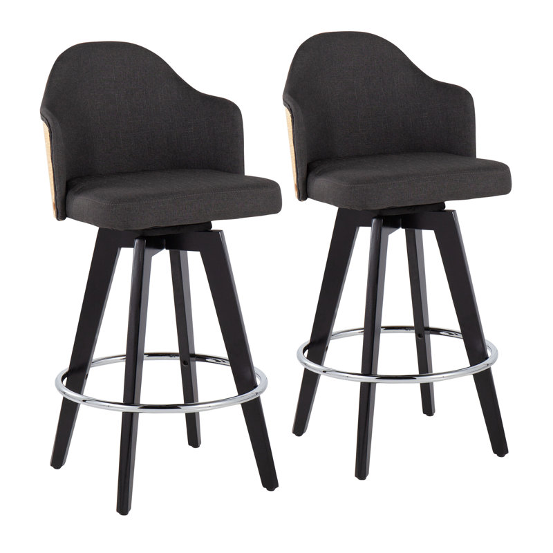 Tabouret de comptoir pivotant 26 po Arabelle, Gris anthracite / brun, Noir et or