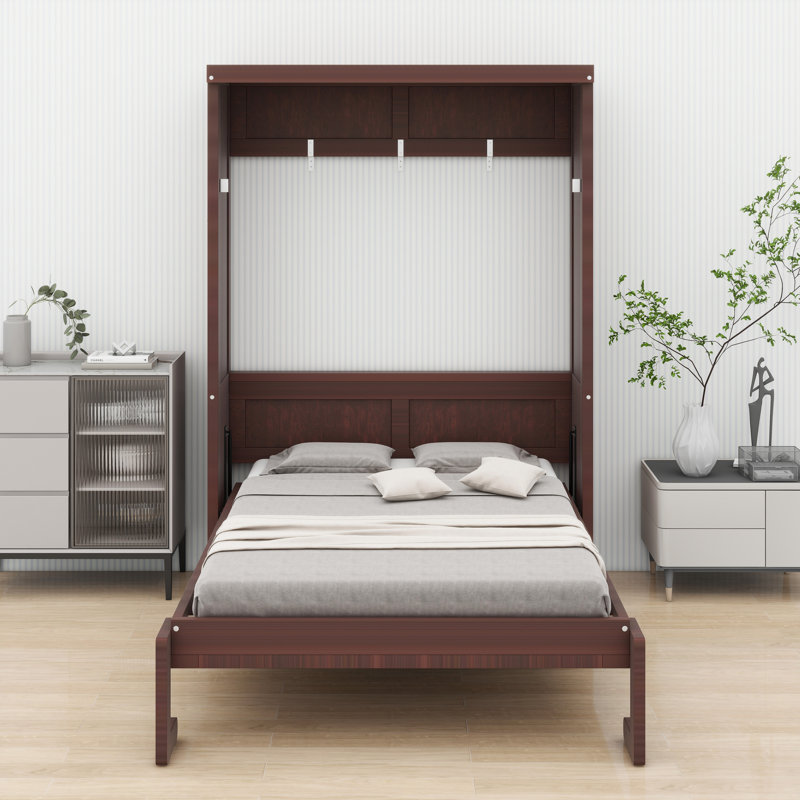 Lit escamotable pliable avec rangement intégré pour les petits espaces, Espresso