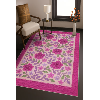 Tapis tissé à motif floral lavable Mosso