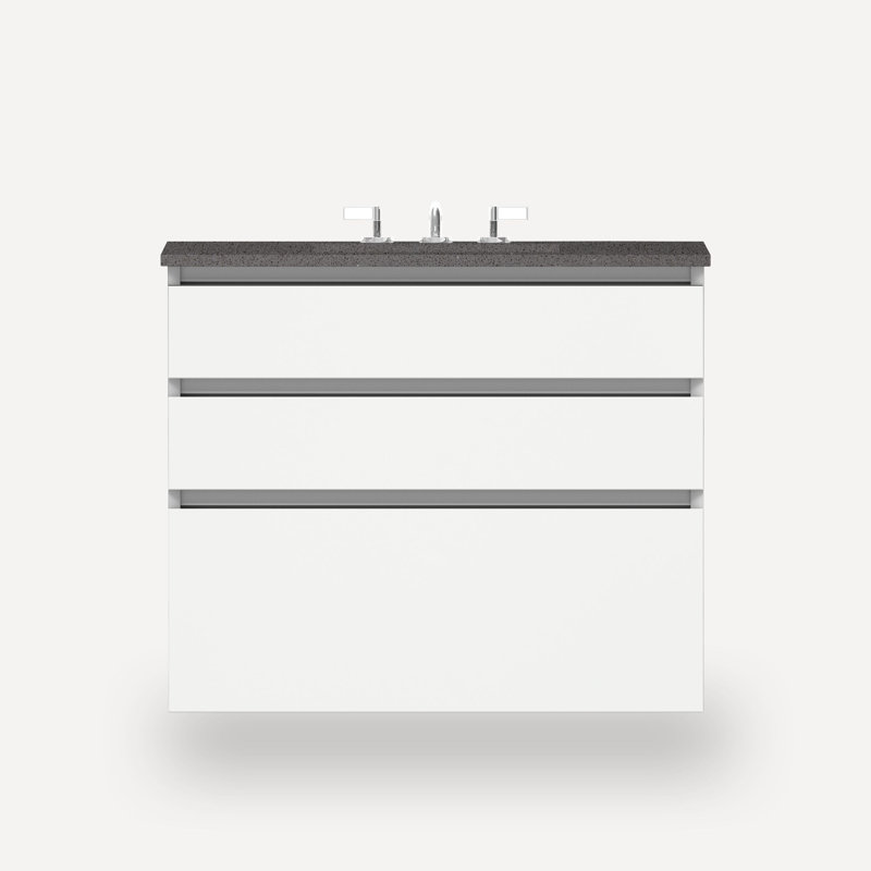 Cartesian Vanity 36"W, Matte Sand, Lava Black