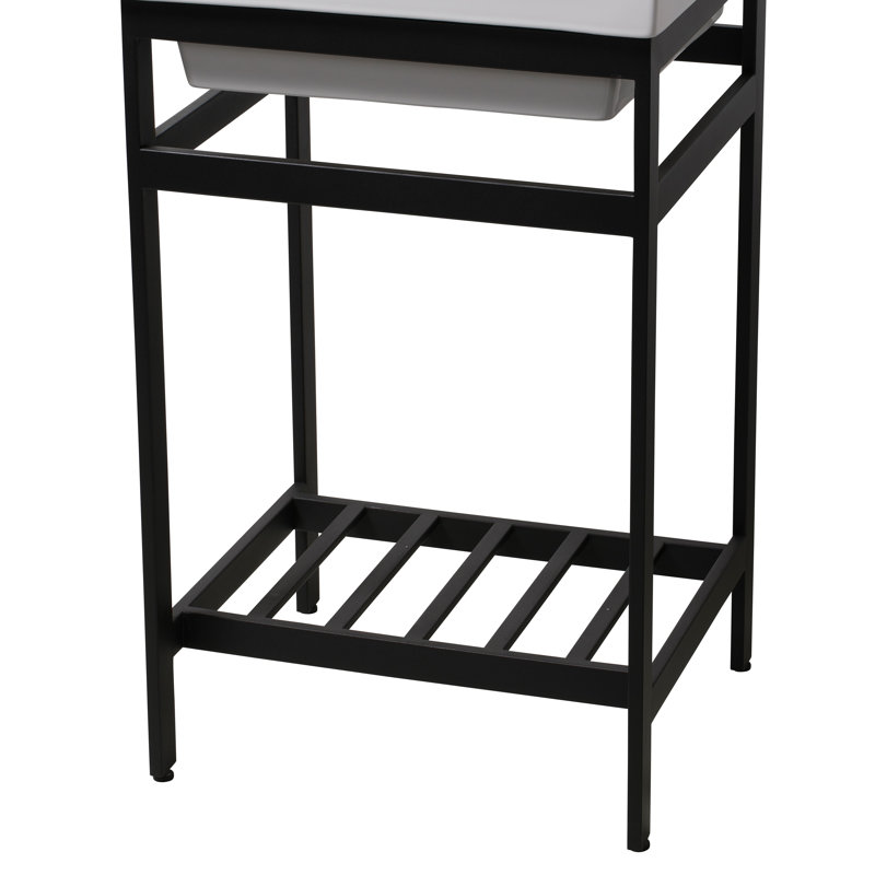 Arverne Stainless Steel Open Console 18" Single Bathroom Vanity Set, Black